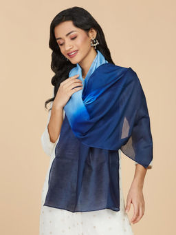 Fabindia - Blue Cotton Silk Hand Woven Stole