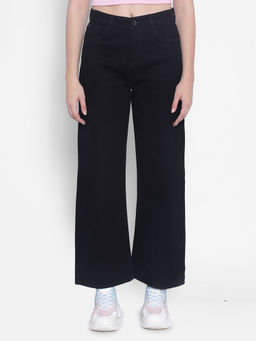 CRIMSOUNE CLUB - Womens Black Wide Leg Jeans