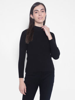 CRIMSOUNE CLUB - Womens Black High Neck Sweater