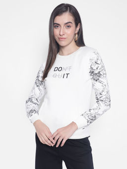 CRIMSOUNE CLUB - Womens White Printed Sweatshirt