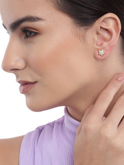 Carlton London - 18Kt Gold Plated with Cz Star Stud Earring for Women