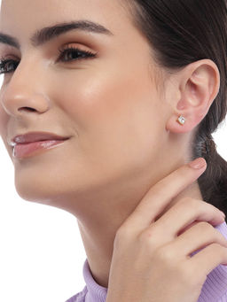 Carlton London - 18Kt Gold Plated with Cz Square Stud Earring for Women