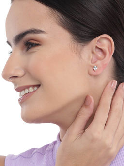 Carlton London - 18Kt Gold Plated with Cz Teardrop Stud Earring for Women