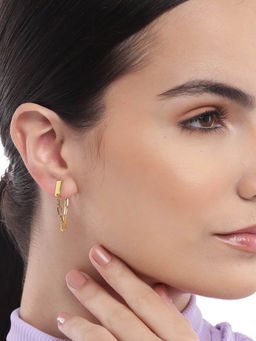 Carlton London - 18Kt Gold Plated Dangling Chain Front Back Drop Earring for Women