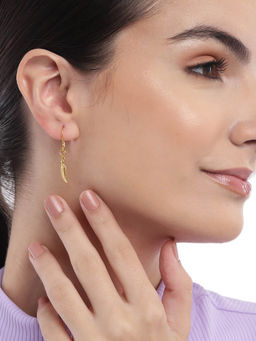 Carlton London - 18Kt Gold Plated Dangling Leaf Drop Earring for Women