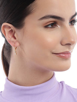 Carlton London - 18Kt Gold Plated Dangling Solitaire Drop Earring for Women