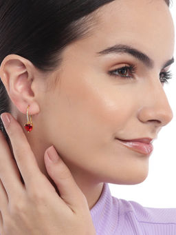 Carlton London - 18Kt Gold Plated with Cz Heart Drop Earring for Women