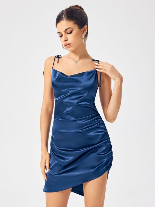 Buy Cider Solid Cowl Neck Mini Dress Online