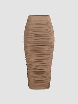 Cider - High Waist Ruched Maxi Skirt