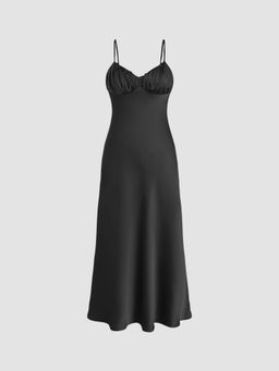 Cider - Ruched Ruffle Hem Maxi Dress