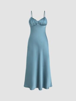 Cider - Ruched Ruffle Hem Maxi Dress