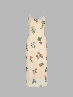 Cider - Floral Lettuce Trim Midi Dress