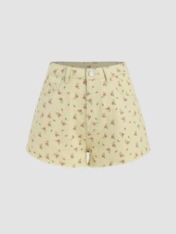 Cider - Denim Floral Wide Leg Shorts