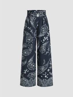 Cider - High Waist Paisley Wide Leg Trousers