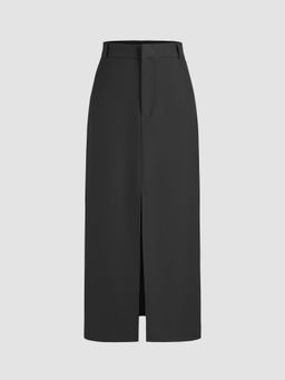 Cider - Solid High Waist Split Maxi Skirt