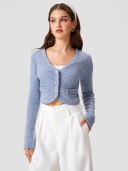 Cider - V Neck Heart Button Cardigan
