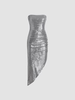 Cider - Tube Metallic Ruched Midi Dress