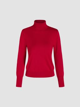 Cider - High Neck Solid Knit Long Sleeve Top