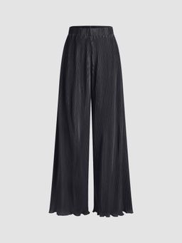 Cider - Satin High Waist Wide Leg Trousers