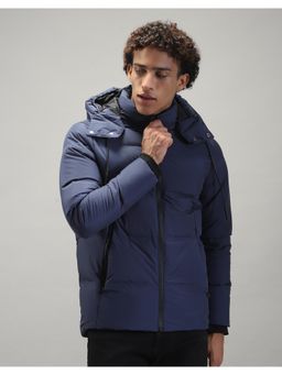 Monte Carlo - Men Navy Blue Solid Full Sleeves Regular Jacket