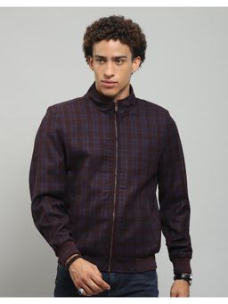 Monte Carlo - Men Maroon Checks Full Sleeves Regular Jacket