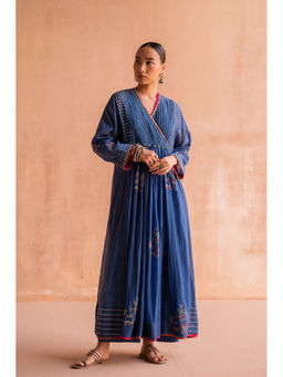 SWATTI KAPOOR - Neel Navy Blue Hand Block Printed Anarkali Kurta