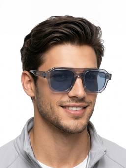 Eyejack - Unisex Plastic Grey Square Full Rim Sunglasses-3753Cl507 (52)