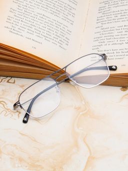 TED SMITH - Unisex Metal Grey Square Full Rim Eyeglass Frames-Airstar 1_C4 (54)