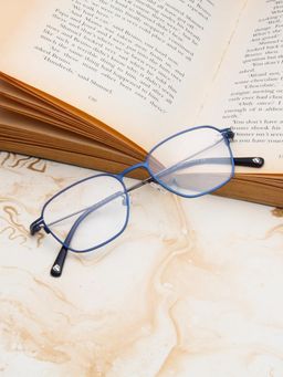 TED SMITH - Unisex Metal Blue Square Full Rim Eyeglass Frames-Thinray 2_C3 (51)