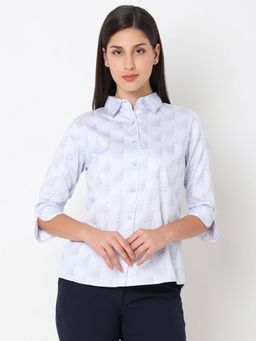 Not So Pink - Printed Sky Blue Shirt Collar Neck