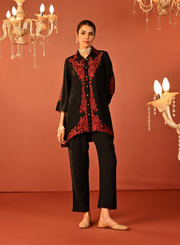 Lakshita - Black Embroidered Rayon Co-Ord (Set of 2)