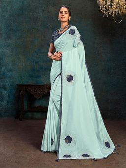 Odette - Light Blue Silk Georgette Designer Saree with Unstitched Blouse