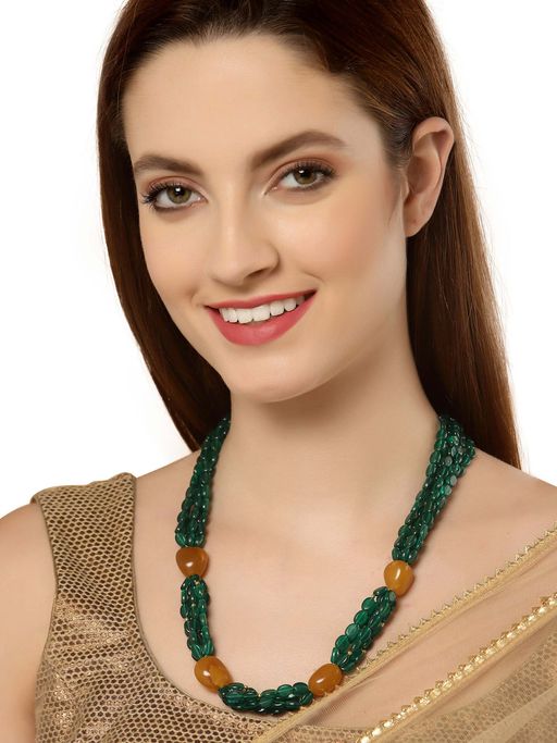 Dugran By Dugristyle Green & Yellow Adjustable Layered Necklace