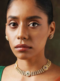 Abdesigns - Sophisticated Gold Plated Multi Stone Jewellery Set