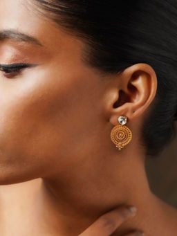 Abdesigns - Contemporary Polki Gold Plated White Stone Earrings