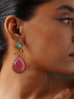 Abdesigns - Contemporary Gold Plated Multi-Color Drop Earrings