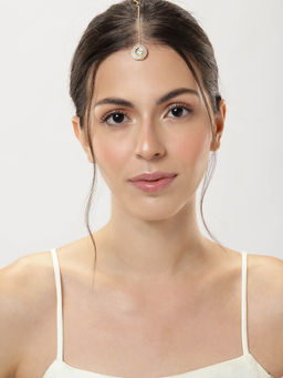 Abdesigns - Gold-Plated Polki Kundan White Stone Maangtikka