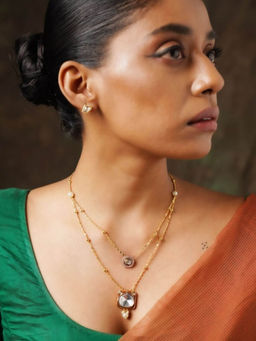 Abdesigns - Gold Plated Kundan-American Diamond Necklace Set