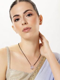 Abdesigns - Rose Gold-Plated Pearl American Diamond-Studded Mangalsutra