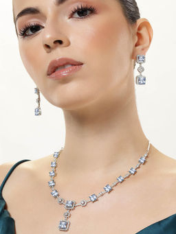 Abdesigns - Sophisticated Silver Plated American Diamond Jewellery Set