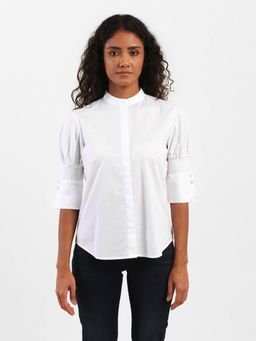 Levi's - Regular White Solid Puff Sleeves Shirts