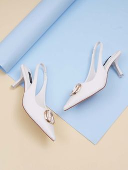 Sherrif Shoes - Women White Stiletto Heels