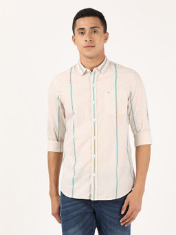 Lee - Men Beige Striped Slim Fit Shirt