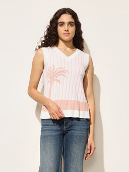 ONLY - Pink Printed Knitted Sweater Vest