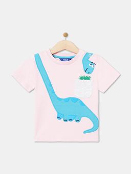 R&B - Boys Pink Cotton Half Sleeves T-Shirt