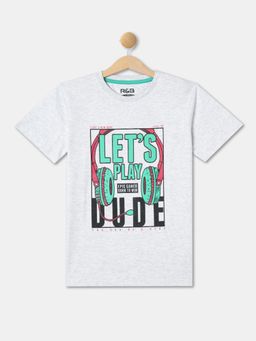 R&B - Boys Grey Cotton Half Sleeves T-Shirt