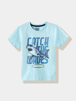 R&B - Boys Blue Cotton Half Sleeves T-Shirt
