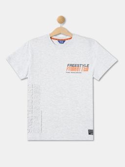 R&B - Boys Grey Cotton Half Sleeves T-Shirt