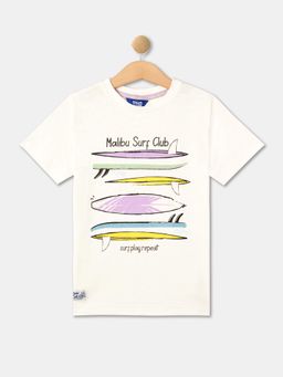 R&B - Boys Ivory Cotton Half Sleeves T-Shirt