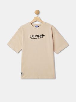 R&B - Boys Beige Cotton Half Sleeves T-Shirt